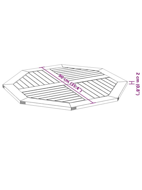 Stolní deska 90 x 90 x 2,2 cm osmihranná masivní akáciové dřevo