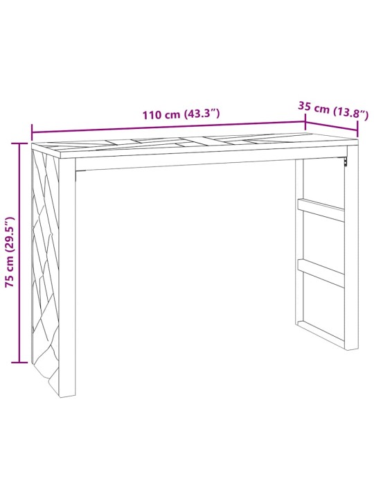 Konzolový stolek 110 x 35 x 75 cm masivní teakové dřevo