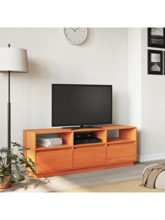 TV skříňka voskově hnědá 140 x 37 x 50 cm masivní borové dřevo