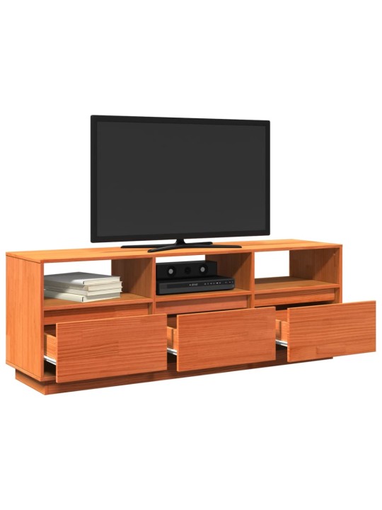 TV skříňka voskově hnědá 140 x 37 x 50 cm masivní borové dřevo
