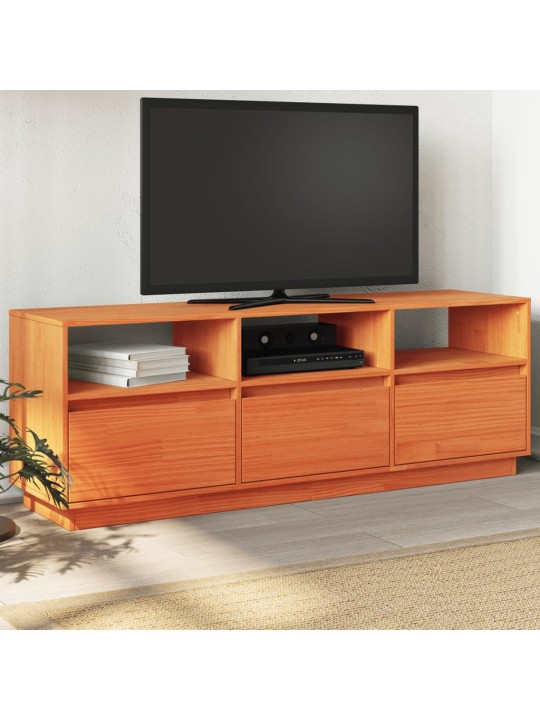 TV skříňka voskově hnědá 140 x 37 x 50 cm masivní borové dřevo