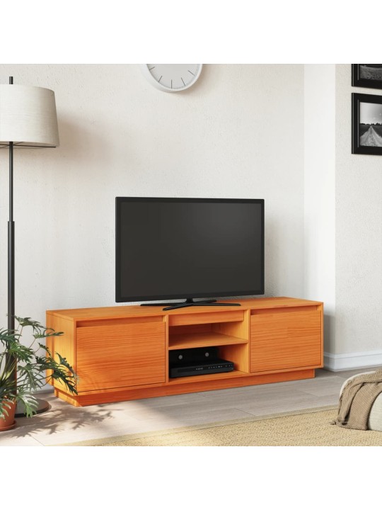 TV skříňka voskově hnědá 140 x 35 x 40 cm masivní borové dřevo