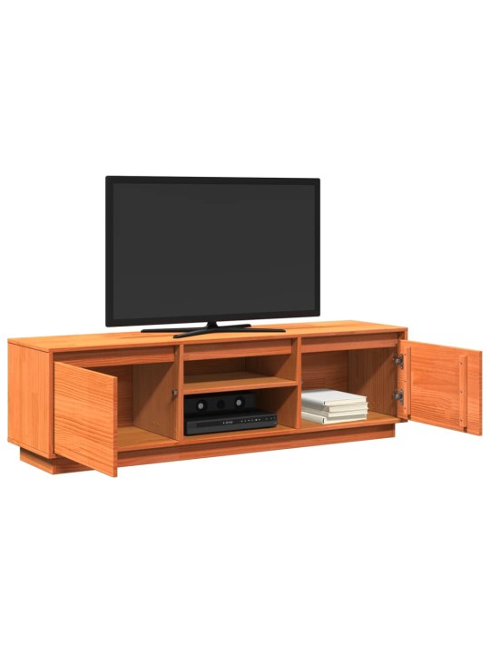 TV skříňka voskově hnědá 140 x 35 x 40 cm masivní borové dřevo