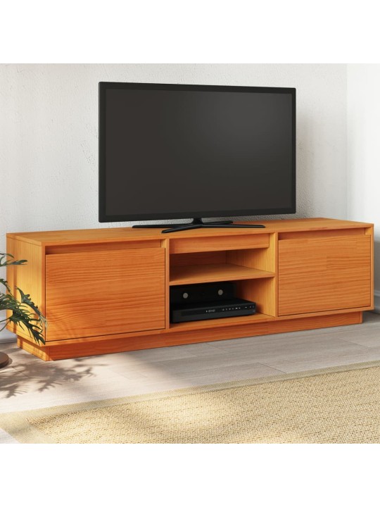 TV skříňka voskově hnědá 140 x 35 x 40 cm masivní borové dřevo