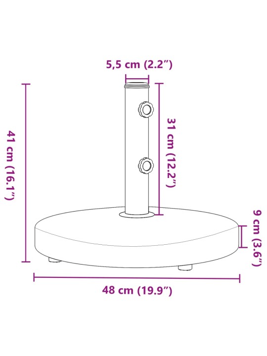 Stojan na slunečník pro tyč Ø 32 / 38 / 48 mm 25 kg kruhový