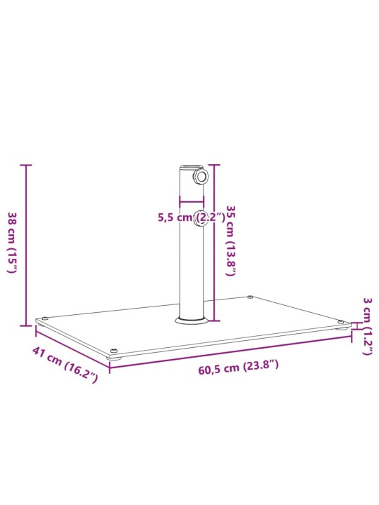Stojan na slunečník pro tyč Ø 32 / 38 / 48 mm 15 kg obdélníkový