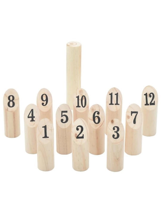 13dílná herní sada kubb s čísly přenosný vak masivní borovice