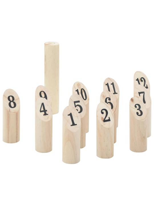 13dílná herní sada kubb s čísly přenosný vak masivní borovice