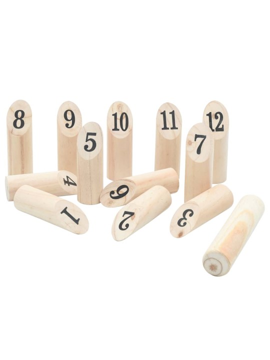 13dílná herní sada kubb s čísly přenosný vak masivní borovice