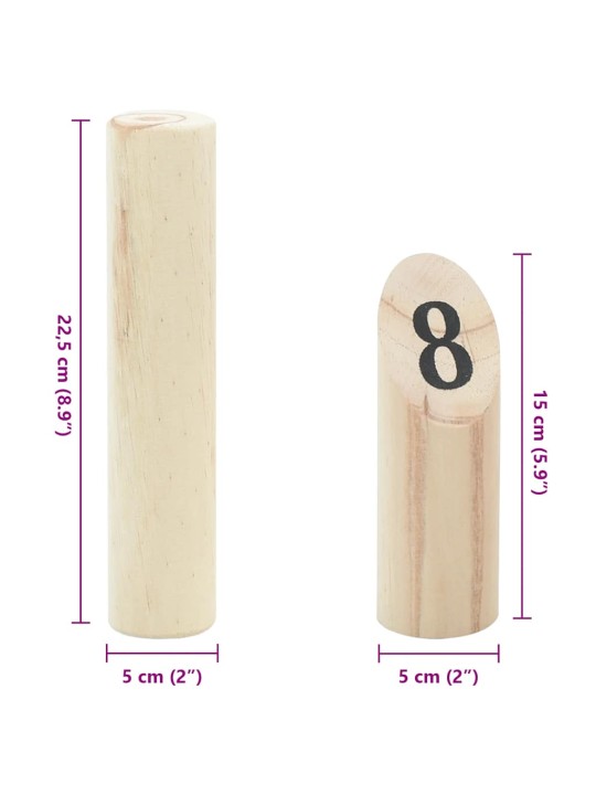 13dílná herní sada kubb s čísly přenosný vak masivní borovice