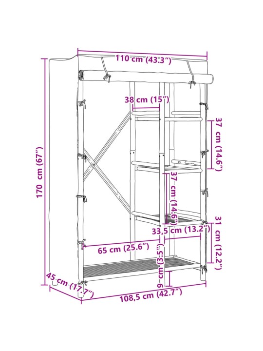 Šatní skříň 110 x 45 x 170 cm bambus
