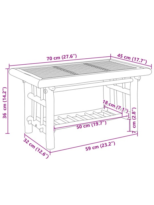 Konferenční stolek 70 x 45 x 36 cm bambus