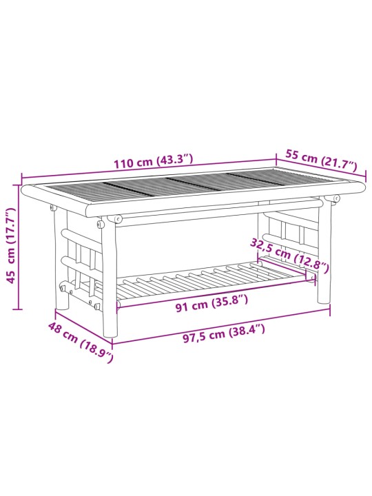 Konferenční stolek 110 x 55 x 45 cm bambus