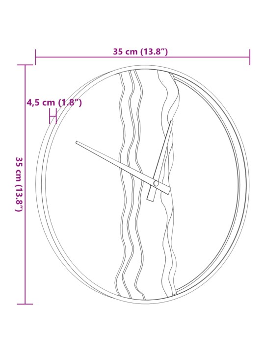 Nástěnné hodiny hnědé Ø 35 cm železo a dubové dřevo