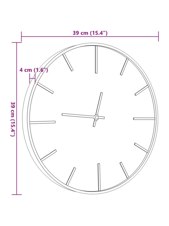 Nástěnné hodiny hnědé Ø 39 cm železo a kompozitní dřevo