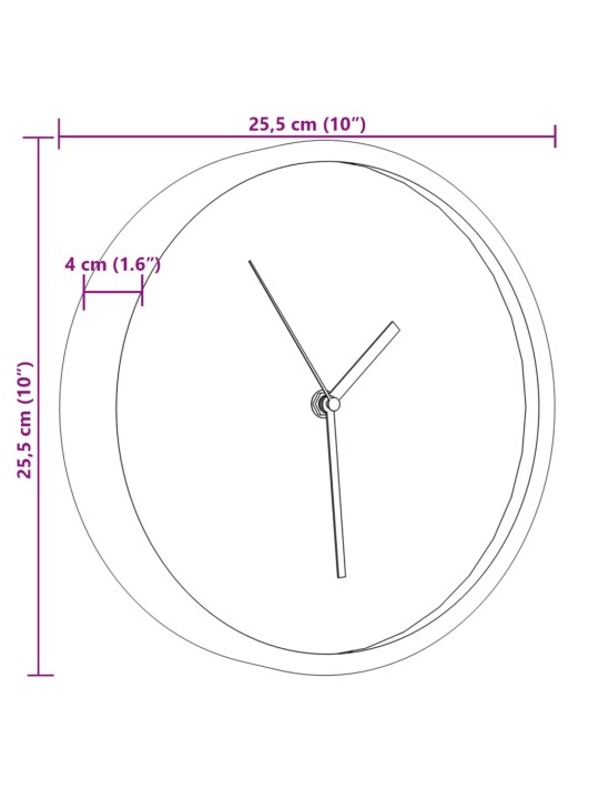 Nástěnné hodiny modré Ø 25,5 cm polystyren a sklo