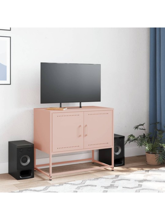 TV skříňka růžová 68,5 x 39 x 60,5 cm ocel