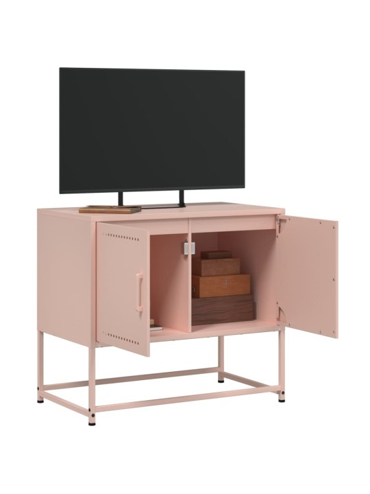 TV skříňka růžová 68,5 x 39 x 60,5 cm ocel