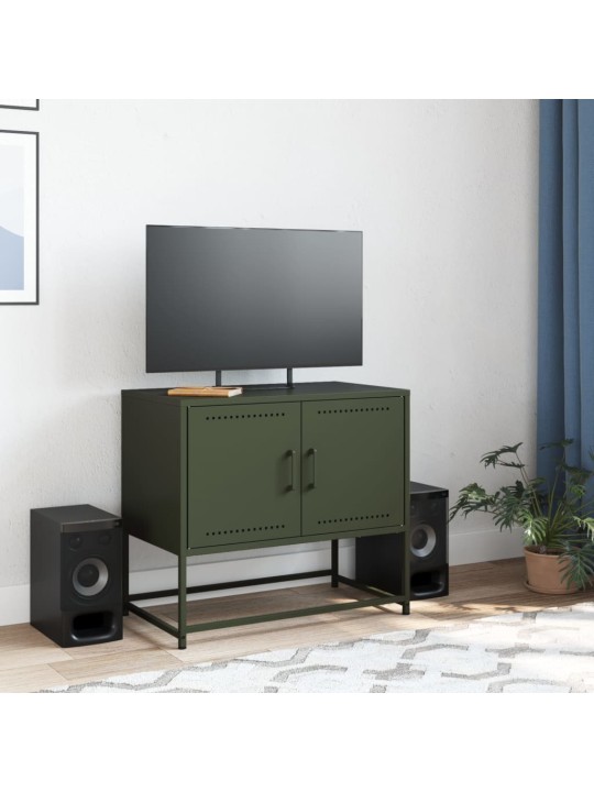 TV skříňka olivově zelená 68,5 x 39 x 60,5 cm ocel