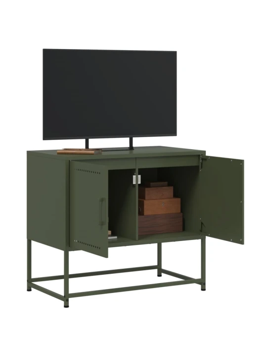 TV skříňka olivově zelená 68,5 x 39 x 60,5 cm ocel