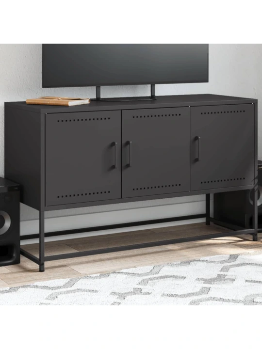 TV skříňka černá 100,5 x 39 x 60,5 cm ocel