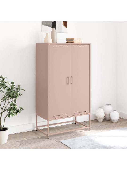 Skříň highboard růžová 68,5 x 38,5 x 123,5 cm ocel