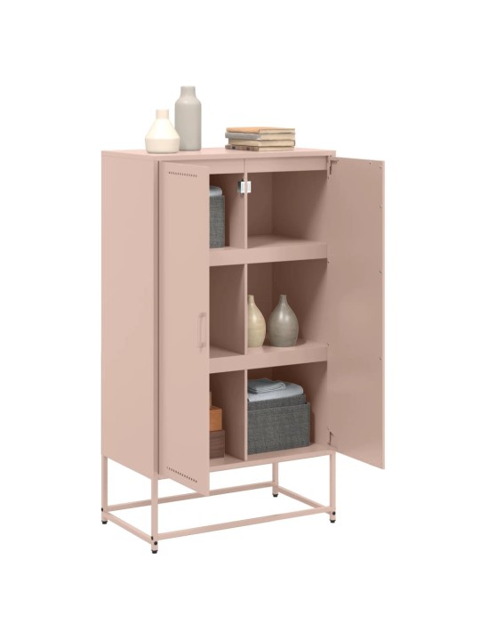 Skříň highboard růžová 68,5 x 38,5 x 123,5 cm ocel