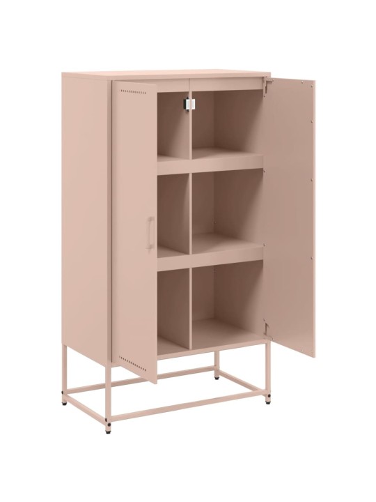 Skříň highboard růžová 68,5 x 38,5 x 123,5 cm ocel