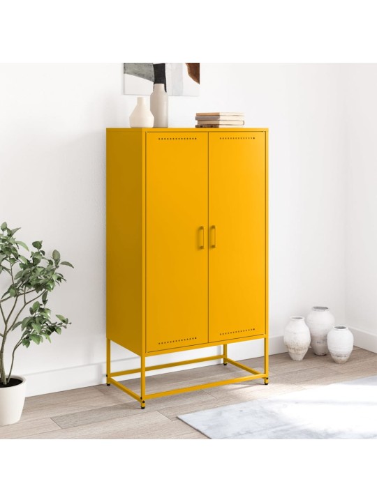 Skříň highboard hořčicově žlutá 68,5 x 38,5 x 123,5 cm ocel