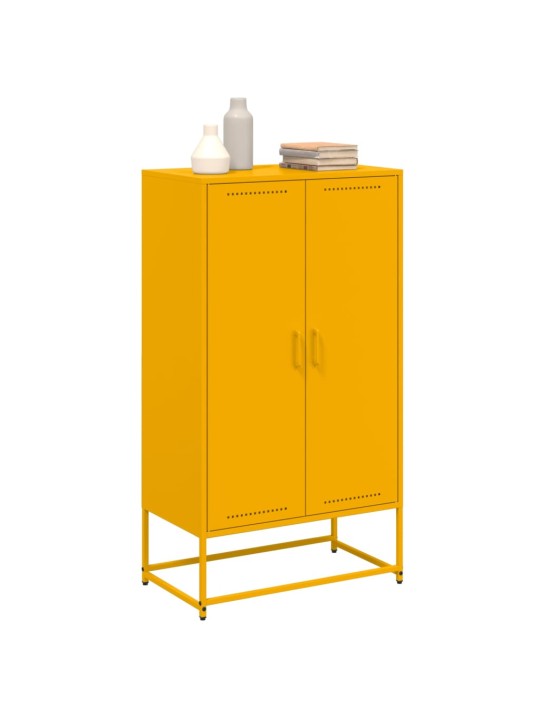 Skříň highboard hořčicově žlutá 68,5 x 38,5 x 123,5 cm ocel