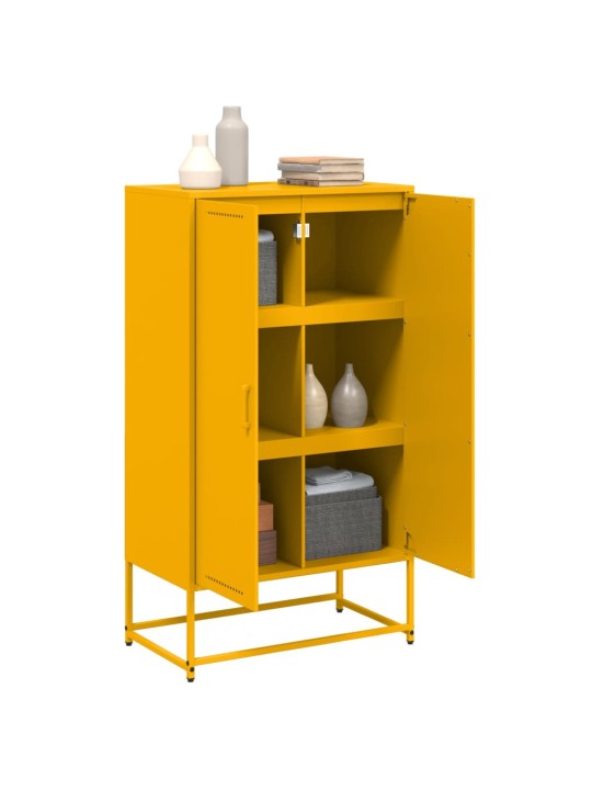 Skříň highboard hořčicově žlutá 68,5 x 38,5 x 123,5 cm ocel