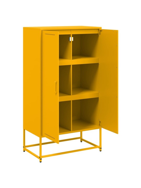 Skříň highboard hořčicově žlutá 68,5 x 38,5 x 123,5 cm ocel