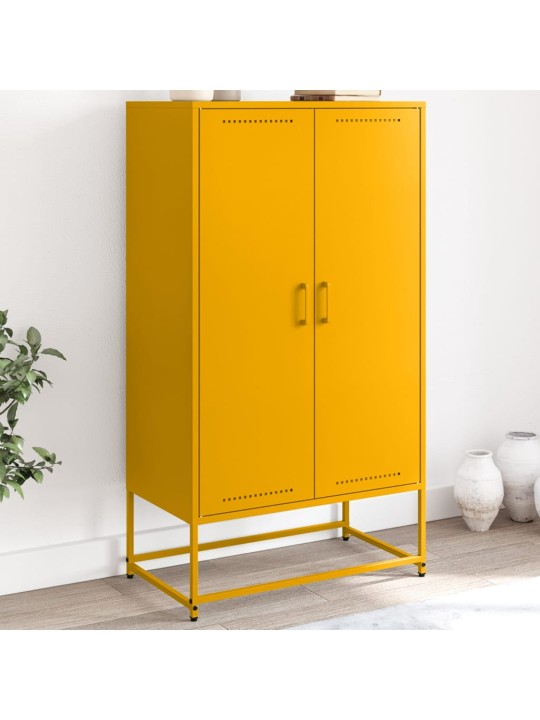 Skříň highboard hořčicově žlutá 68,5 x 38,5 x 123,5 cm ocel