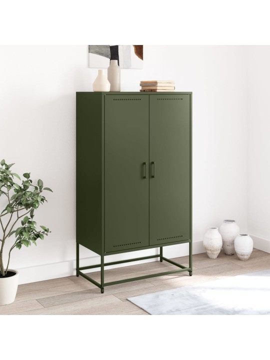 Skříň highboard olivově zelená 68,5 x 38,5 x 123,5 cm ocel