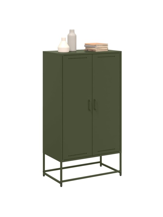 Skříň highboard olivově zelená 68,5 x 38,5 x 123,5 cm ocel