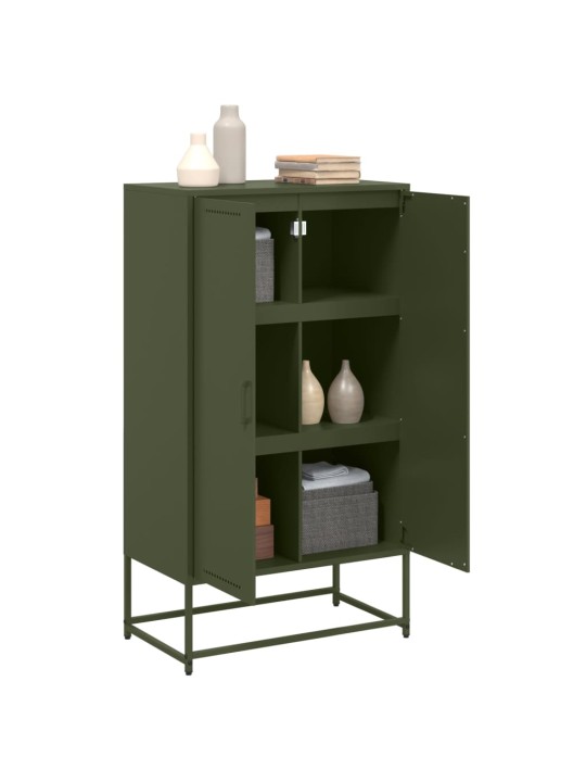 Skříň highboard olivově zelená 68,5 x 38,5 x 123,5 cm ocel