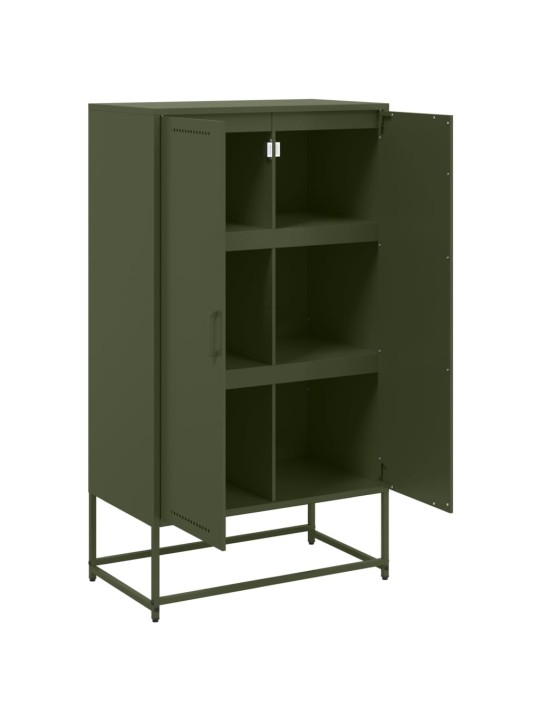 Skříň highboard olivově zelená 68,5 x 38,5 x 123,5 cm ocel