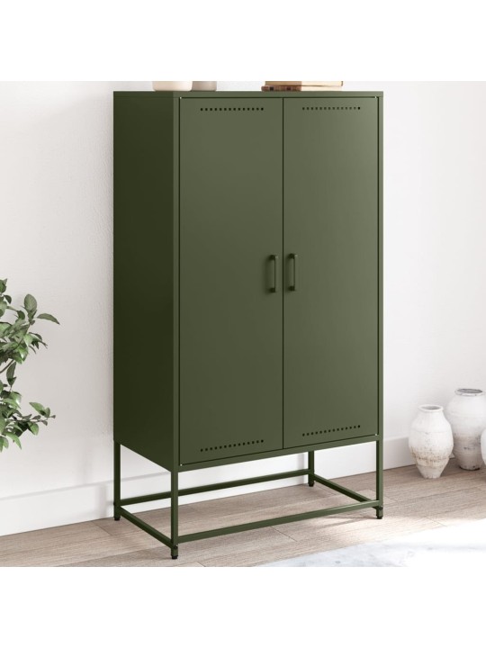 Skříň highboard olivově zelená 68,5 x 38,5 x 123,5 cm ocel