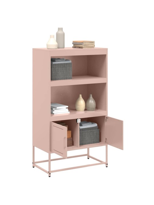 Skříň highboard růžová 68,5 x 38,5 x 123,5 cm ocel