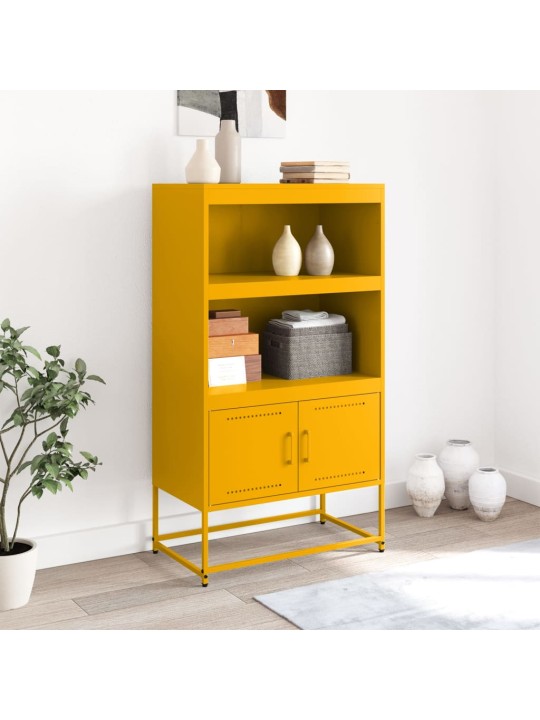 Skříň highboard hořčicově žlutá 68,5 x 38,5 x 123,5 cm ocel