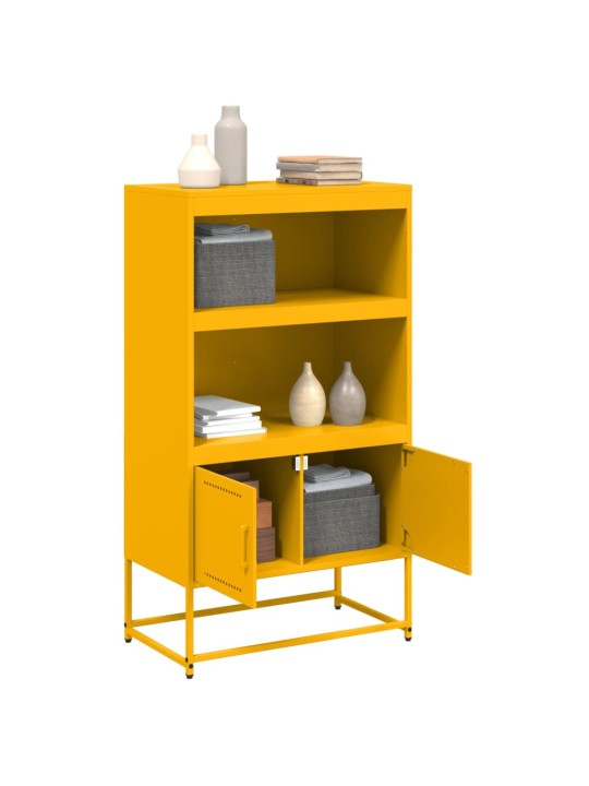 Skříň highboard hořčicově žlutá 68,5 x 38,5 x 123,5 cm ocel