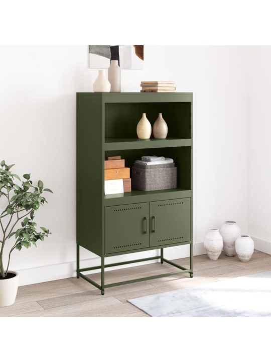 Skříň highboard olivově zelená 68,5 x 38,5 x 123,5 cm ocel