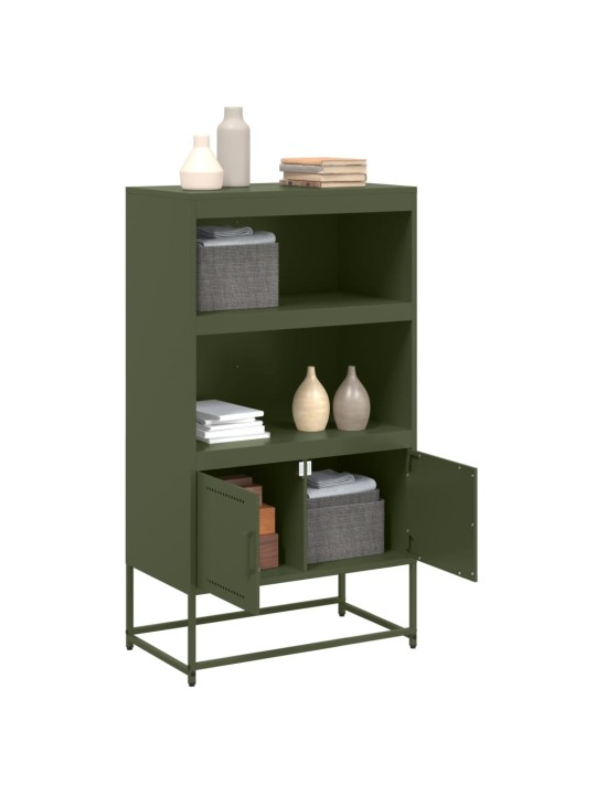 Skříň highboard olivově zelená 68,5 x 38,5 x 123,5 cm ocel