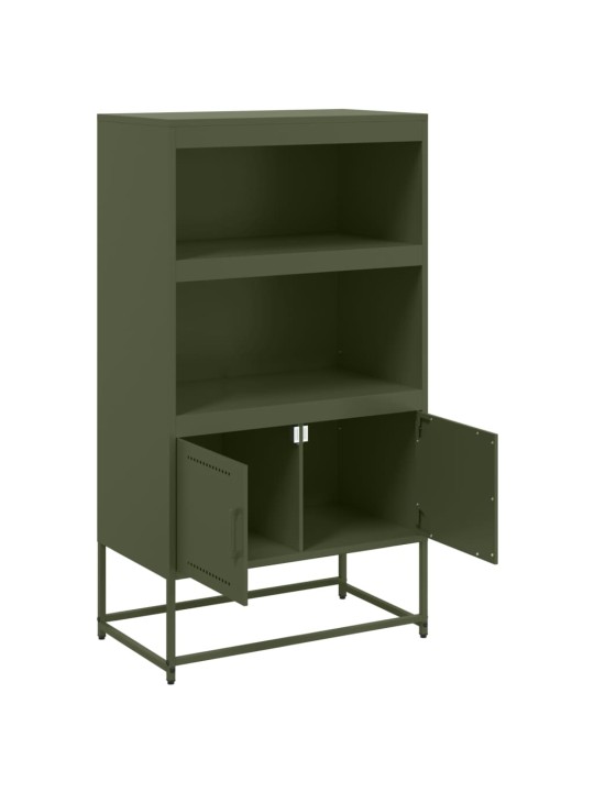 Skříň highboard olivově zelená 68,5 x 38,5 x 123,5 cm ocel