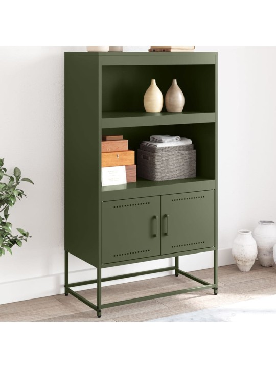 Skříň highboard olivově zelená 68,5 x 38,5 x 123,5 cm ocel