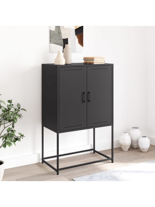 Skříň highboard černá 68,5 x 38,5 x 107 cm ocel