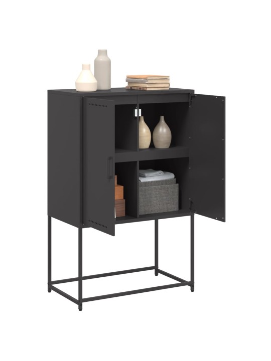 Skříň highboard černá 68,5 x 38,5 x 107 cm ocel