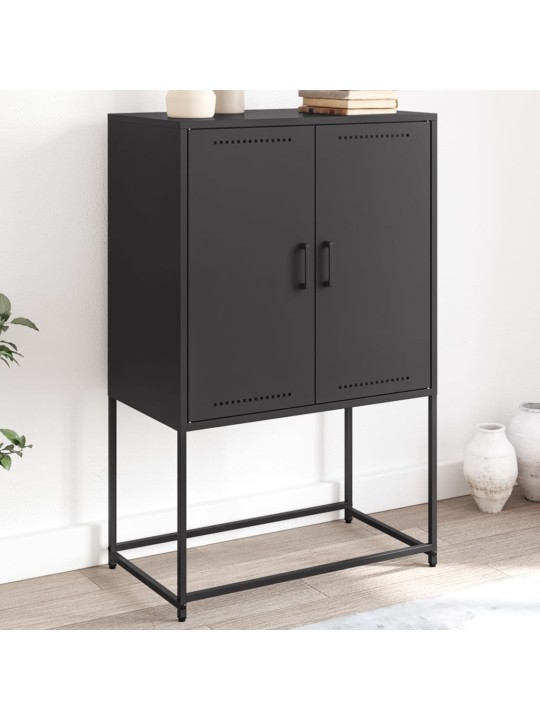 Skříň highboard černá 68,5 x 38,5 x 107 cm ocel