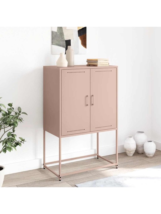 Skříň highboard růžová 68,5 x 38,5 x 107 cm ocel