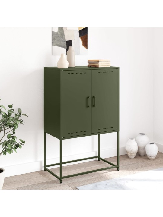 Skříň highboard olivově zelená 68,5 x 38,5 x 107 cm ocel